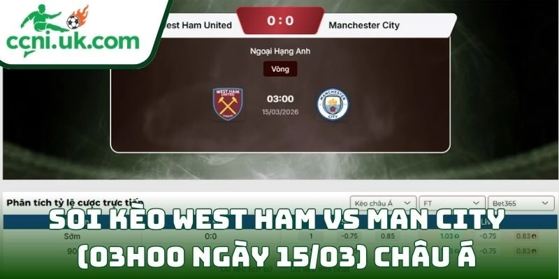 Soi kèo West Ham vs Man City (03h00 ngày 15/03) châu Á